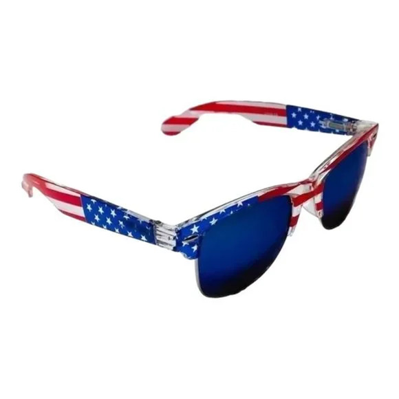 6026 | Blue Mirror USA Flag Wayfarer Sunglasses - Picture 3 of 5